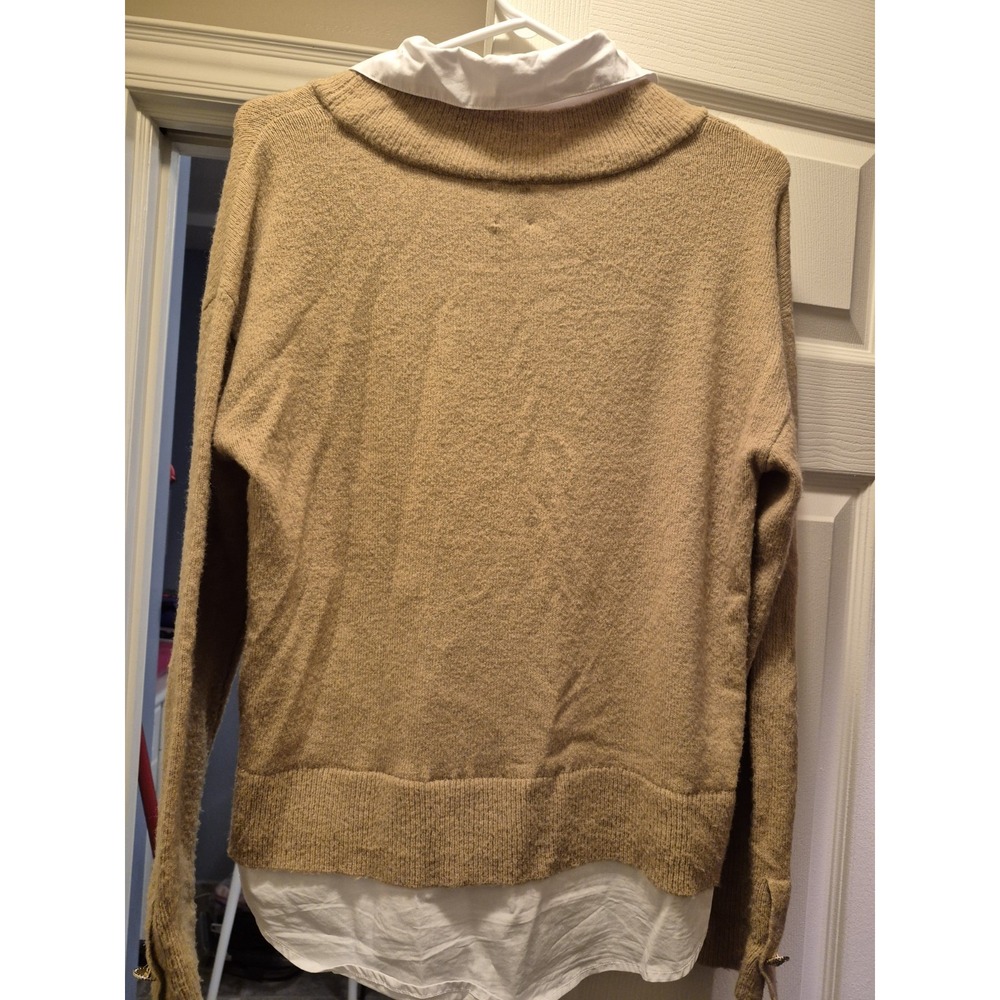 Anne Klein Sweater Blouse Career Top Office‎ Tan Jumper Size S GUC - Picture 3 of 9